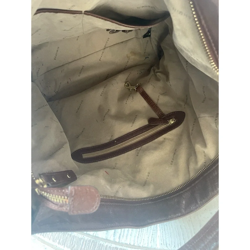 Brahmin Handbag Soft Brown‎ Leather Top Handle Purse Gold Hardware